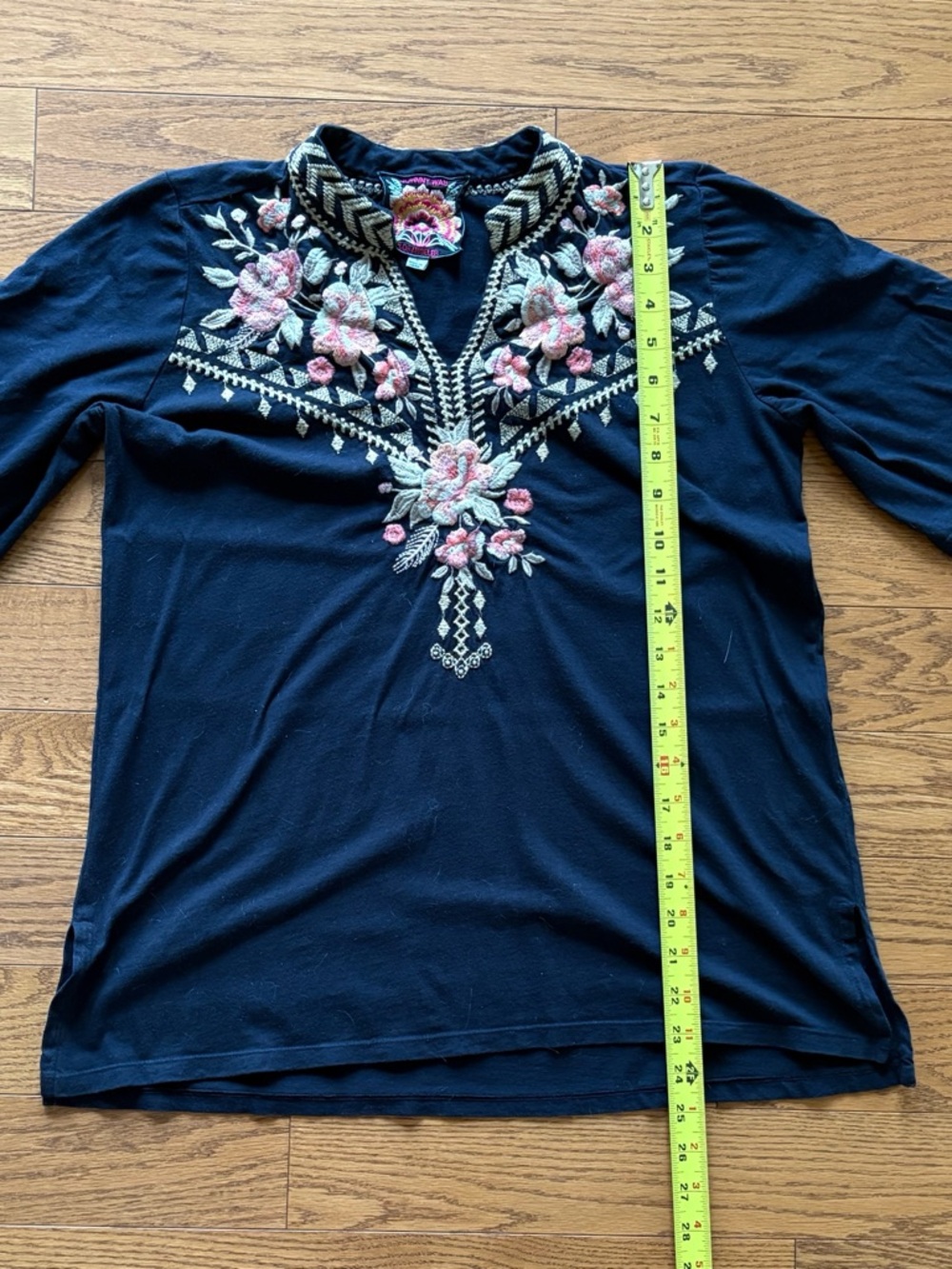 Johnny Was Pink Embroidered Floral Cotton Tunic Top Size Small - Picture 10 of 10